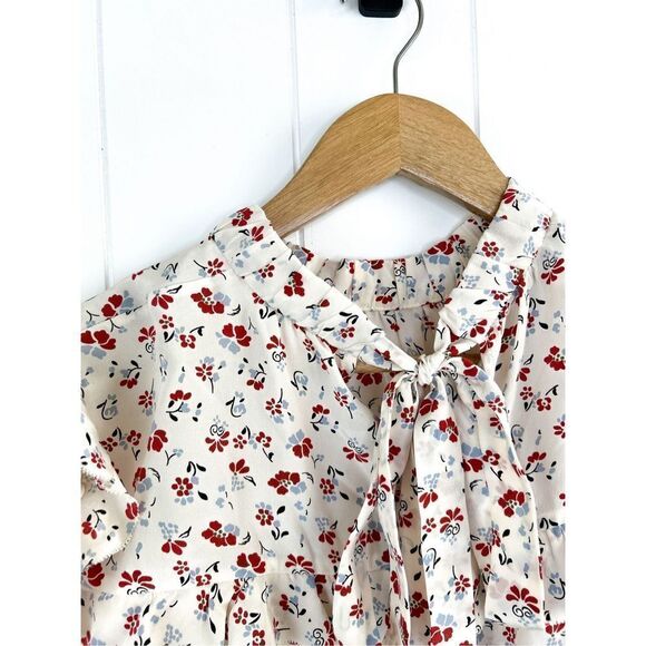 Veronica Beard Howell Floral-print Silk Ruffle‎ Top In White Blouse 4 $395 - Picture 14 of 14